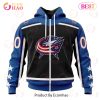 NHL Columbus Blue Jackets Custom Name Number Reverse Retro 2022 Jersey Zip Up Hoodie