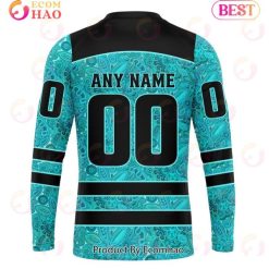 Alternative view of NHL Detroit Red Wings Custom Name Number Fight Ovarian Cancer Sweatshirt