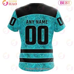 Alternative view of NHL Detroit Red Wings Custom Name Number Fight Ovarian Cancer T-Shirt