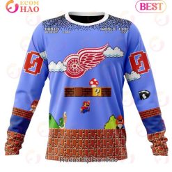 NHL Detroit Red Wings Custom Name Number Super Mario Game Sweatshirt