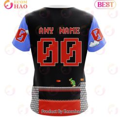 Alternative view of NHL Detroit Red Wings Custom Name Number Super Mario Game T-Shirt