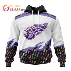 NHL Detroit Red Wings Custom Name Number Together Beat Cancer Pullover Hoodie
