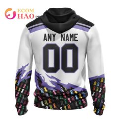 Alternative view of NHL Detroit Red Wings Custom Name Number Together Beat Cancer Zip Up Hoodie