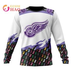 NHL Detroit Red Wings Custom Name Number Together Beat Cancer Sweatshirt