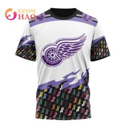 NHL Detroit Red Wings Custom Name Number Together Beat Cancer T-Shirt