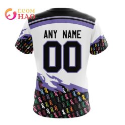 Alternative view of NHL Detroit Red Wings Custom Name Number Together Beat Cancer T-Shirt