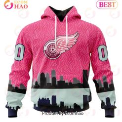 NHL Detroit Red Wings Custom Name Number Fight Against Cancer Pullover Hoodie