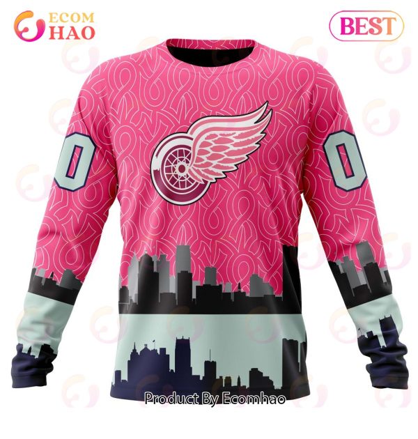 NHL Detroit Red Wings Custom Name Number Fight Against Cancer Sweatshirt