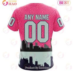 Alternative view of NHL Detroit Red Wings Custom Name Number Fight Against Cancer T-Shirt