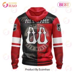 Alternative view of NHL Detroit Red Wings Custom Name Number Grateful Dead Zip Up Hoodie V2