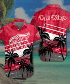 NHL Detroit Red Wings Coconut Tree Aloha Beach Hawaiian Shirt V2
