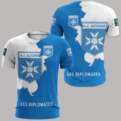 AJ Auxerre Blue White T-Shirt V2