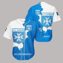 AJ Auxerre Blue White Baseball Jersey