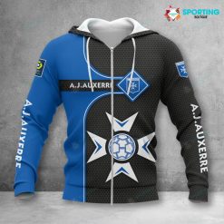 AJ Auxerre Blue Black Zip Up Hoodie