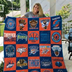NBA Oklahoma City Thunder Navy Blue Orange Thundering Forward Quilt Blanket