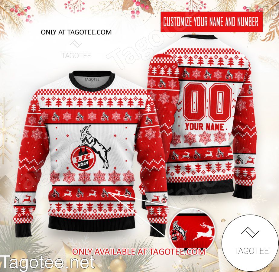 1. FC Köln Custom Name Number Ugly Christmas Sweater