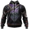 NBA Sacramento Kings Custom Name Number Warrior Armor Zip Up Hoodie