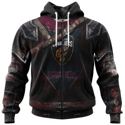 NBA Cleveland Cavaliers Custom Name Number Warrior Armor Jersey Zip Up Hoodie