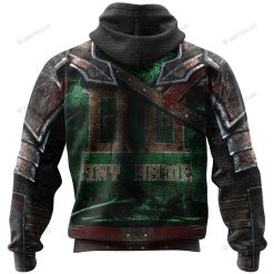Alternative view of NBA Boston Celtics Custom Name Number Warriors Jersey Zip Up Hoodie