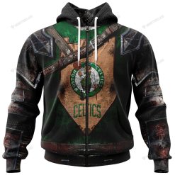 NBA Boston Celtics Custom Name Number Warriors Jersey Zip Up Hoodie