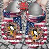 NHL Pittsburgh Penguins American Flag Breaking Wall Custom Name Crocs