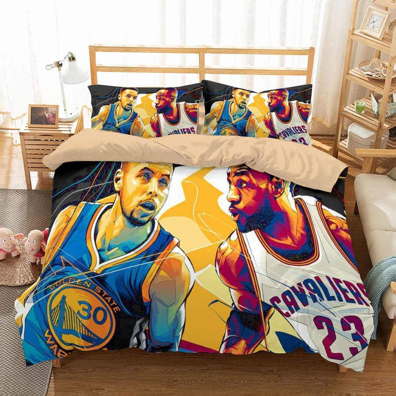 NBA Cleveland Cavaliers Legend Lebron James vs Stephen Curry Bedding Set NBA Cleveland Cavaliers Legend Lebron James vs Stephen Curry Bedding Set