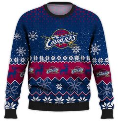 Alternative view of NBA Cleveland Cavaliers Navy Blue Wine Ugly Christsmas Sweater