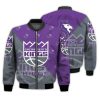 NBA Sacramento Kings Gray Purple Half Style Ugly Christmas Bomber Jacket