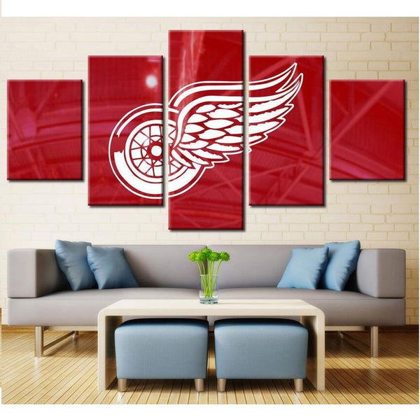 NHL Detroit Red Wings Red 5 Panel Canvas