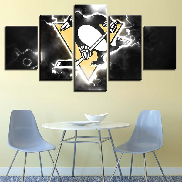 NHL Pittsburgh Penguins Thunder Team Logo 5 Panel Canvas