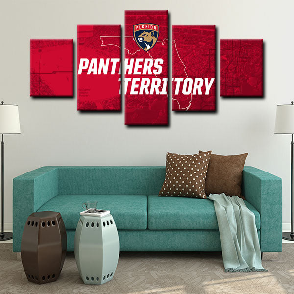 NHL Florida Panthers Red Logo Team 5 Panel Canvas NHL Florida Panthers Red Logo Team 5 Panel Canvas