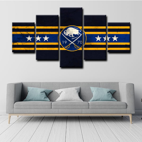 NHL Buffalo Sabres Symbol Black Yellow 5 Panel Canvas