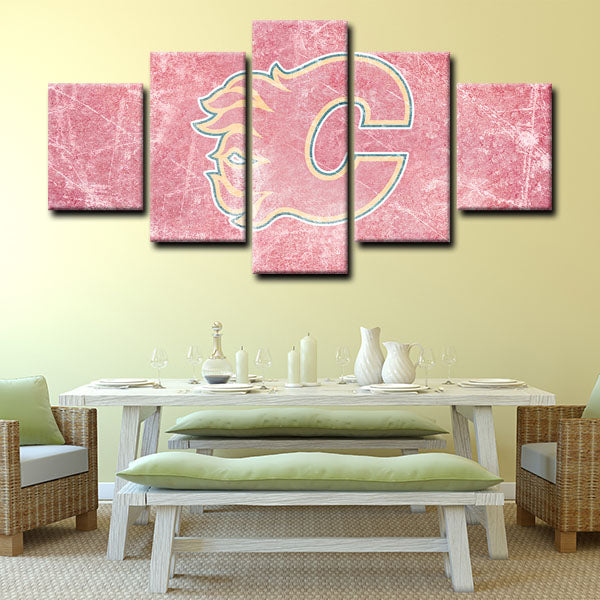 NHL Calgary Flames Pink 5 Panel Canvas NHL Calgary Flames Pink 5 Panel Canvas