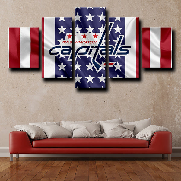 NHL Washington Capitals US Flag 5 Panel Canvas NHL Washington Capitals US Flag 5 Panel Canvas