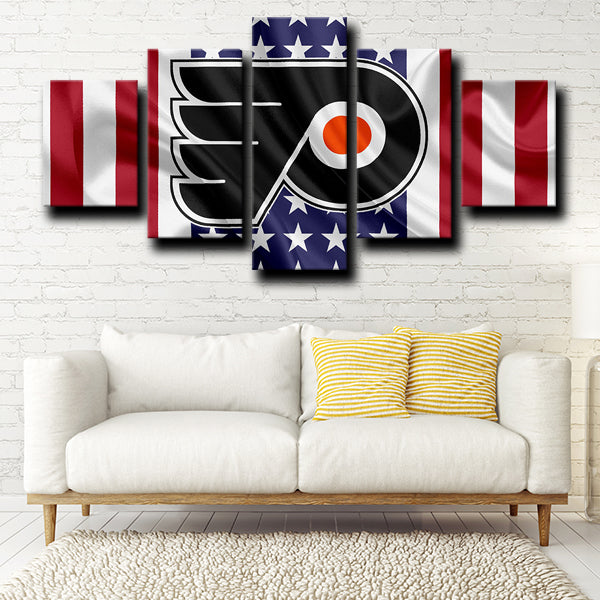 NHL Philadelphia Flyers American Flag 5 Panel Canvas NHL Philadelphia Flyers American Flag 5 Panel Canvas