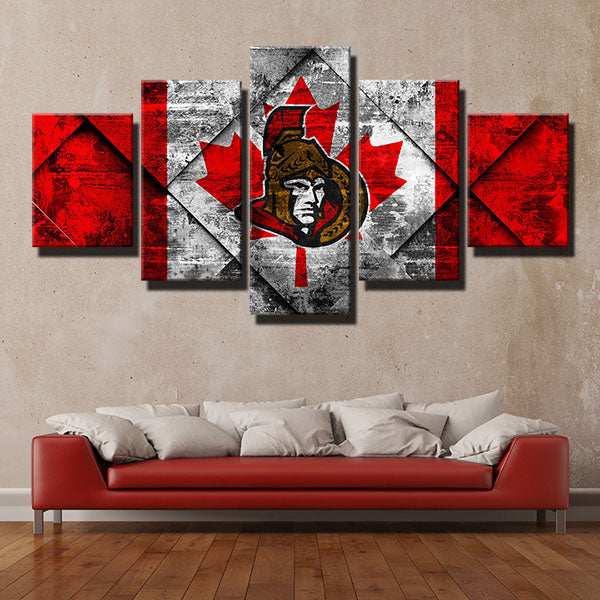 NHL Ottawa Senators Brick Maple Leaves 5 Panel Canvas