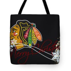 NHL Chicago Blackhawks Merry Christmas Tote Bag