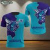 NBA Charlotte Hornets Teal Dark Purple Mascot Scratch T-Shirt