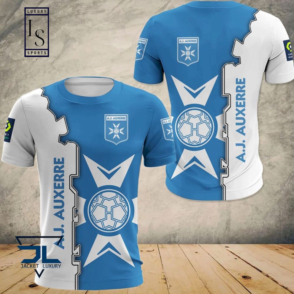 AJ Auxerre Blue White T-Shirt V1