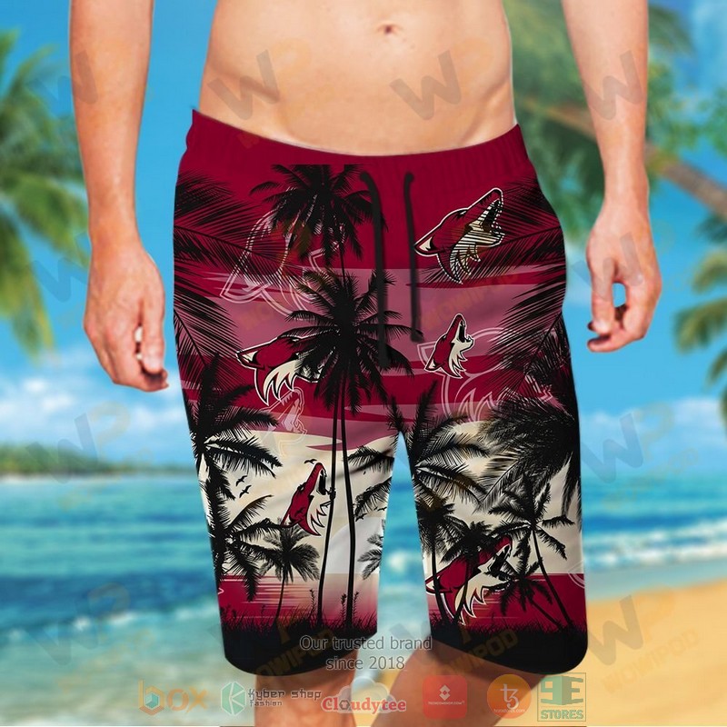 NHL Arizona Coyotes Coconut Tree Men Beach Shorts NHL Arizona Coyotes Coconut Tree Men Beach Shorts