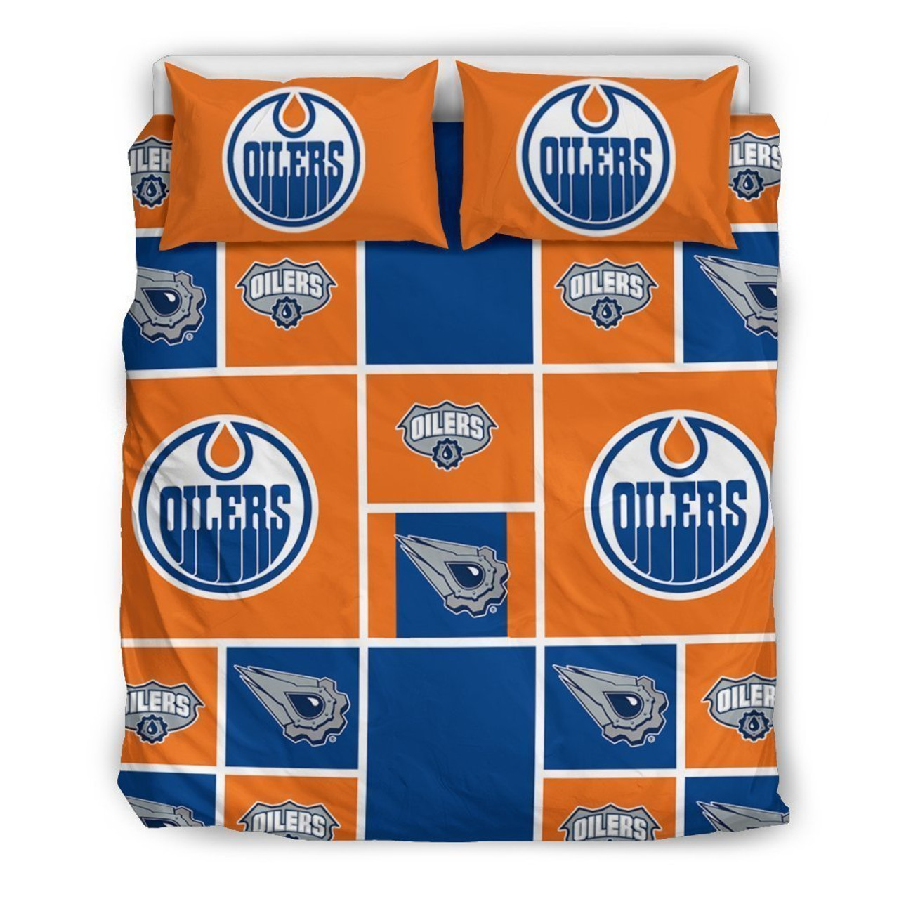 NHL Edmonton Oilers Orange Blue Bedding Set V11 NHL Edmonton Oilers Orange Blue Bedding Set V11
