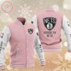 NBA Brooklyn Nets Pink White Baseball Jacket