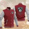 NBA Brooklyn Nets Red Gray Baseball Jacket