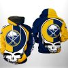 NHL Buffalo Sabres Gold Blue Skull Pullover Hoodie