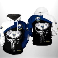 NHL Buffalo Sabres Black Blue Punisher Skull Pullover Hoodie