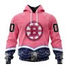 NHL Boston Bruins Custom Name Number Fight Cancer Pink Pullover Hoodie