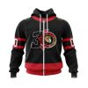 NHL Ottawa Senators Custom Name Number Black Red 2022 Concepts 30 Years Anniversary Zip Up Hoodie