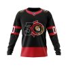 NHL Ottawa Senators Custom Name Number Black Red 2022 Concepts 30 Years Anniversary Sweatshirt