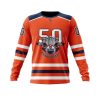 NHL Edmonton Oilers Custom Name Orange 50 Years Anniversary 2024 Sweatshirt