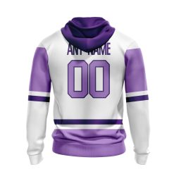 Alternative view of NHL Arizona Coyotes Custom Name Number Hockey Fight Cancer Jersey Zip Up Hoodie